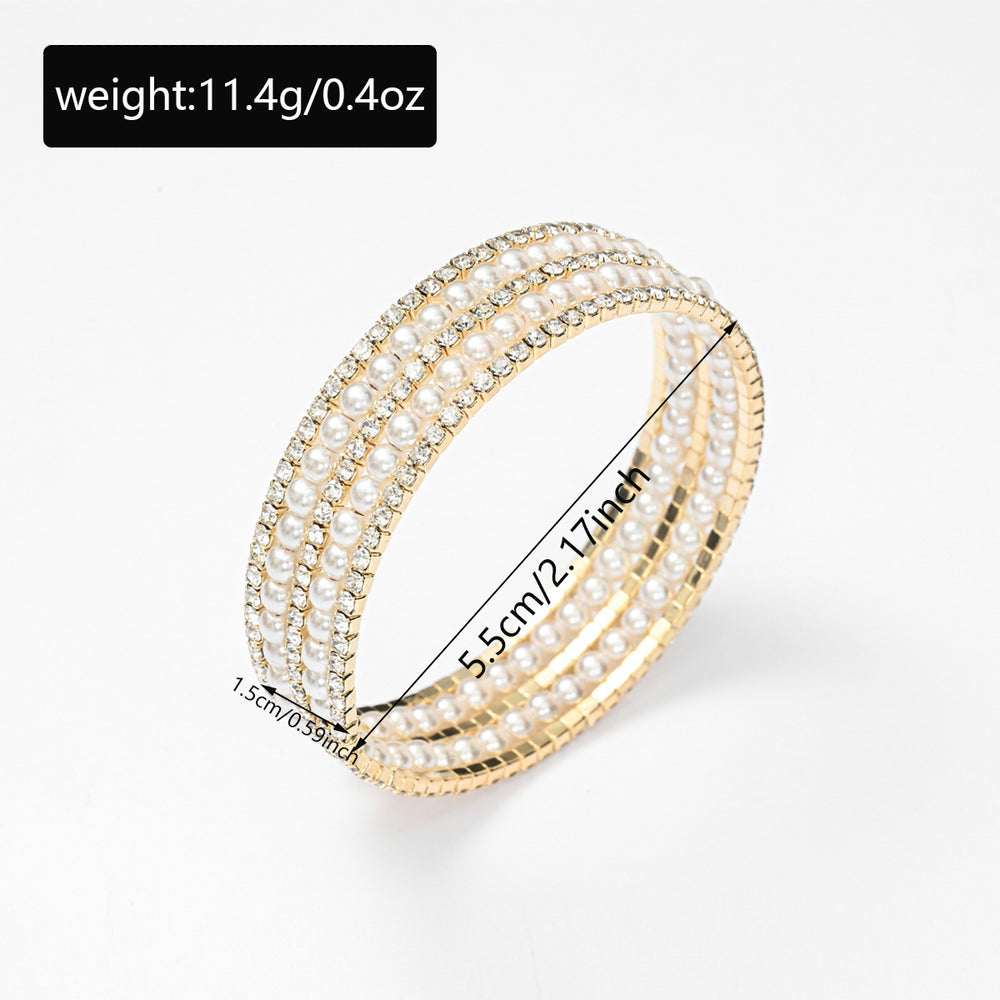 Pearl bracelet wholesale: european and american cross-border, multi-layered, lightweight luxury design, diamond-accented, high-end elastic women's bracelet
