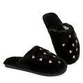 2025 winter new arrival: rhinestone heart slippers - closed toe, extra thick, warm, comfortable plush cotton slippers - dropshipping available