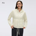 Outdoor lightweight sun protection hooded top, water-resistant cardigan, long sleeve breathable loose fit sports jacket for women d26006