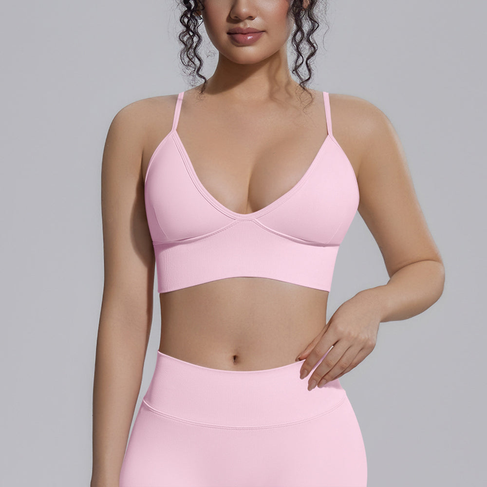 New seamless solid color high-stretch yoga set - 4 piece activewear for running, fitness, and yoga