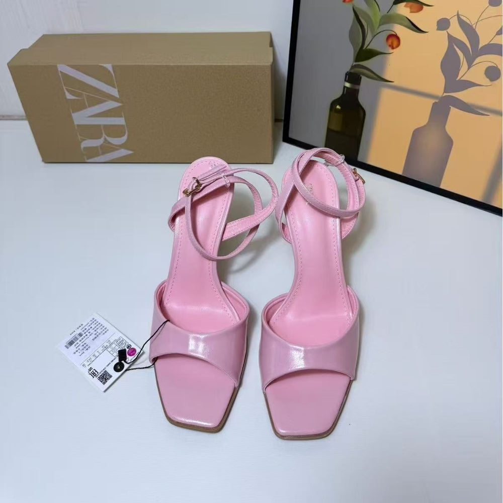 Za's 2025 new women's shoes: low-heel elegant socialite heels, stiletto high heels, peep-toe open back strappy pumps