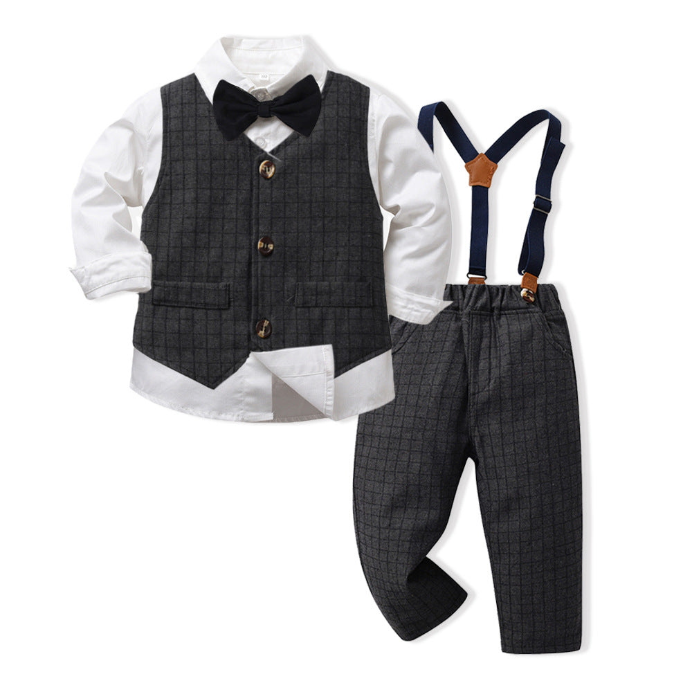 Kids suit suit handsome boy flower boy vest dress baby boy first birthday birthday medium large child suit spring clothing