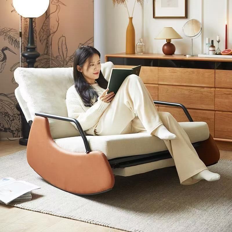 Scandinavian style casual chair rocking chair balcony plaid lazy sofa chair single courtyard living room bedroom nap chair