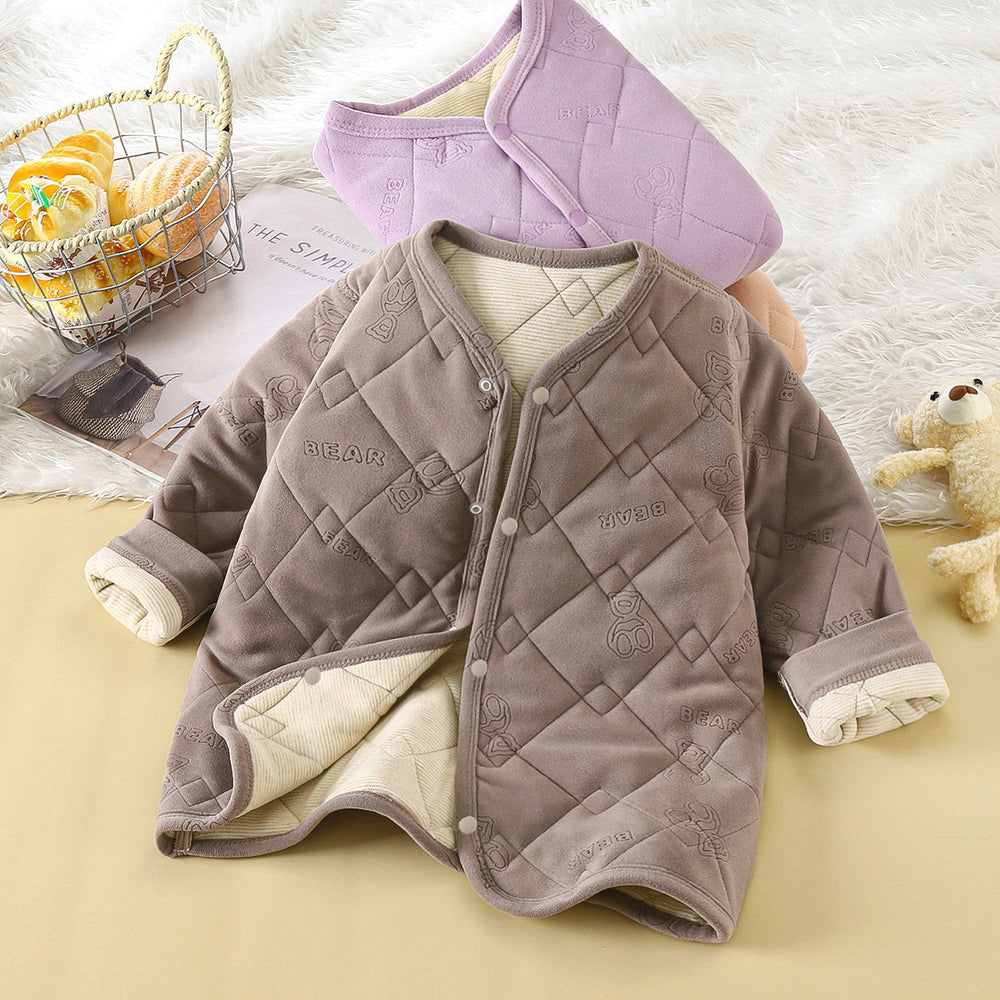 Kids school uniform handy gadgetfall and winternew arrival three-layer quilted cotton boys' cotton coat fleece-linedthickened inner layer girl's cotton jacket type a