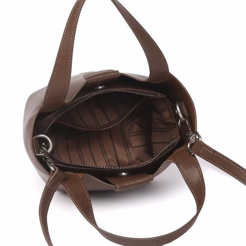 Bag 2024fall and winternew arrival bucket bag vegetable basket women's bag genuine leather satchel bag classysenseniche style crossbody bag