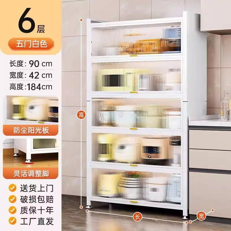 Kitchen floor-standing multi-layer storage rack storage cabinet multi-functional cabinet pot rack cupboard sandwich style sideboard