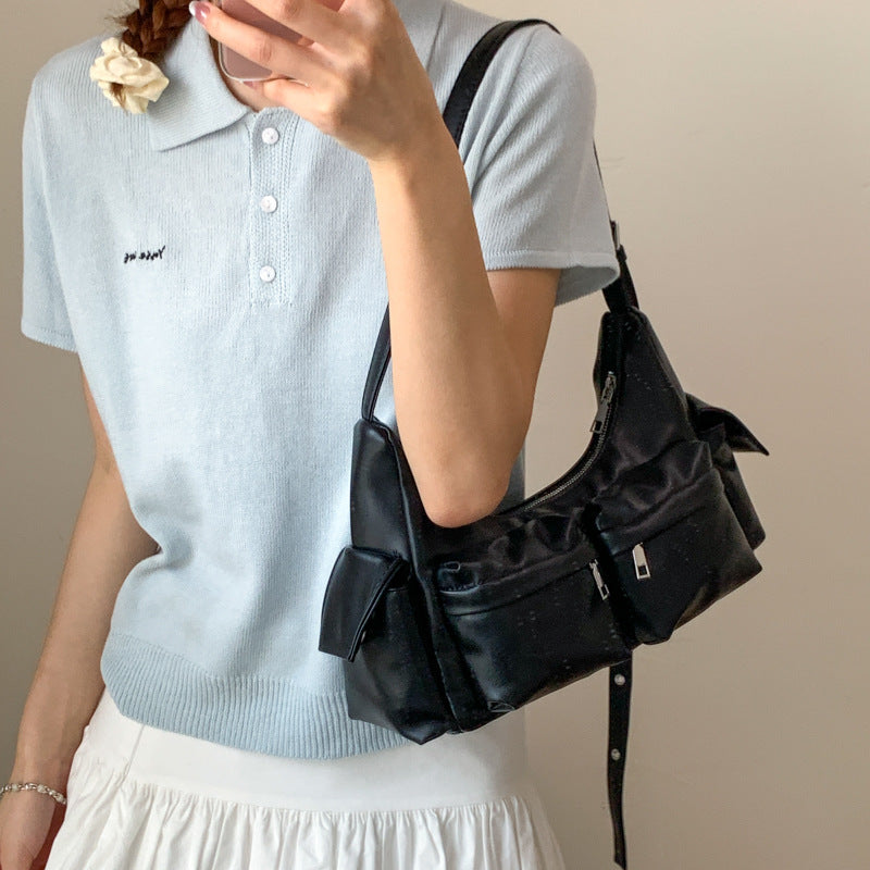 Cross-border 2025 new sweet and cool Spice Girls locomotive bag retro fashion textured shoulder bag commuting large capacity tote bag