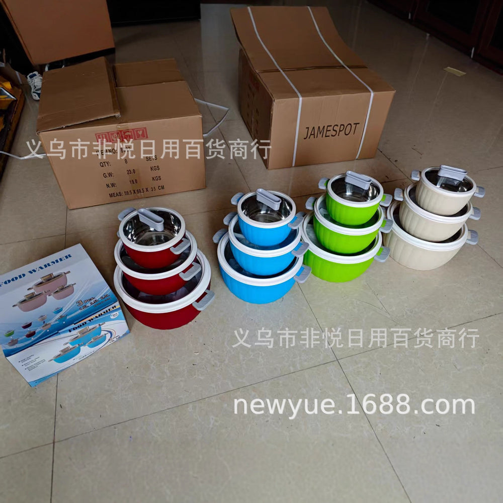 manufacturer direct sales stainless steel insulated bucket portable insulated bucket large capacity commercial three-piece insulated pot