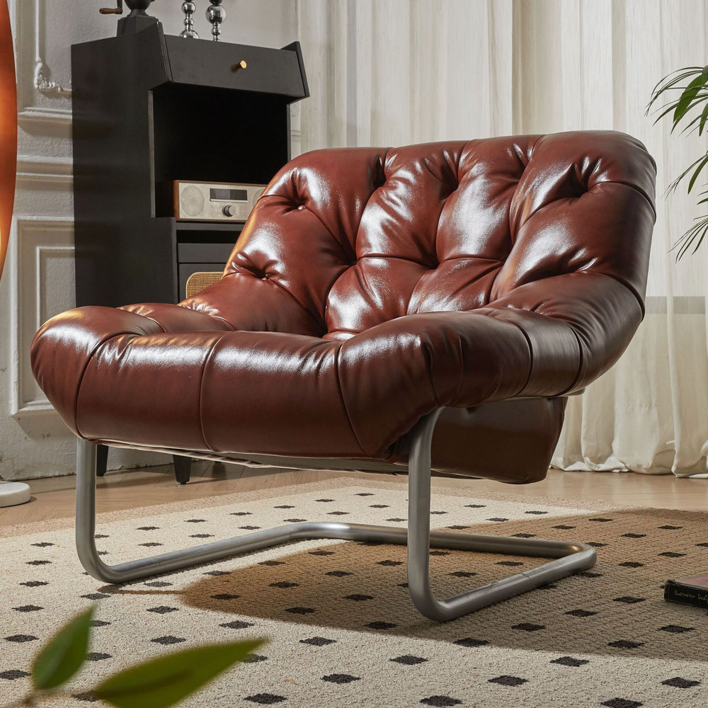 Medieval style single sofa chair living room balcony casual lounge chair retro oil wax leather lazy leather art down american style