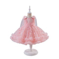 Girls' dress - flutter sleeve, gold foil bow, spaghetti strap, baby cross-border tutu dress - cute birthday party princess outfit