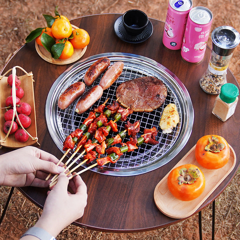Home outdoor barbecue grill smokeless barbecue portable foldable barbecue table charcoal barbecue outdoor courtyard tea making around the stove