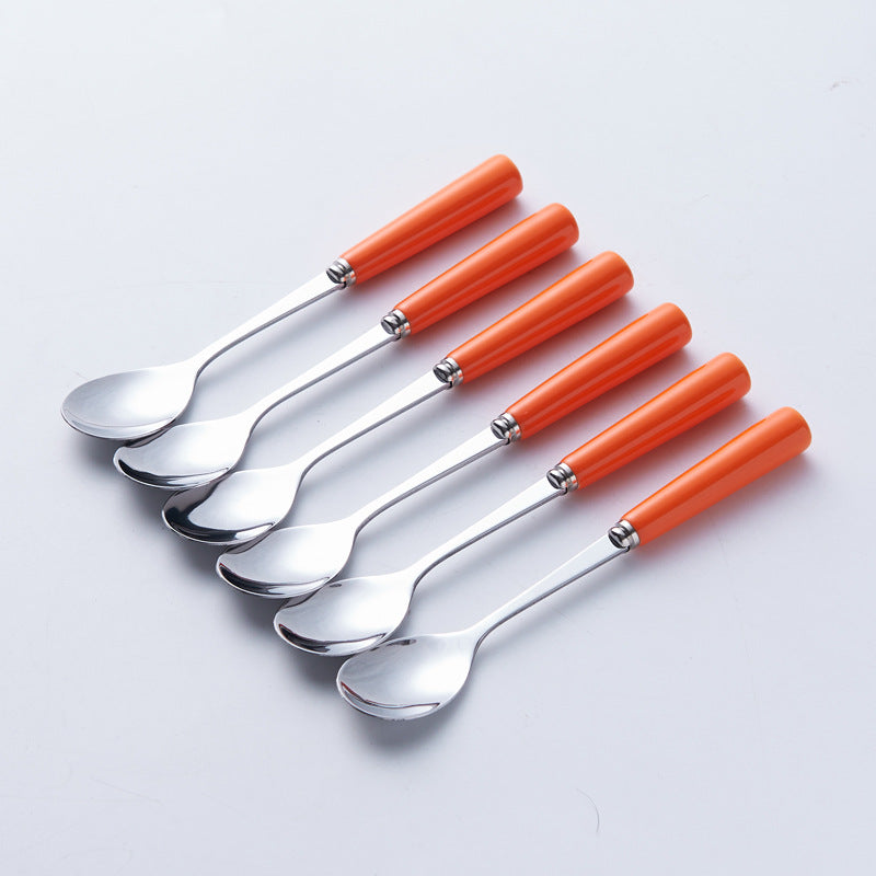 Stainless steel fruit fork set with premium ceramic storage jar, fruit picks, home watermelon forks, and stylish spoons