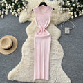 Pure desire style knitting sleeveless silmdress women's summer waist slimming look a-line long skirt goddess elegant skirt
