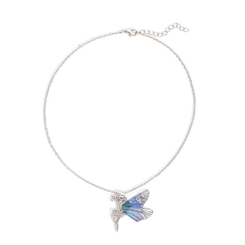 2024 autumn new arrival: cross-border e-commerce jewelry - diamond-studded dancing girl pendant, trendy & unique butterfly wing necklace
