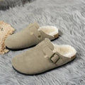 Plus size cotton slippers outwearthickened half slippers fur slippers winterflatsfleece-lined toe slippers women's wholesale