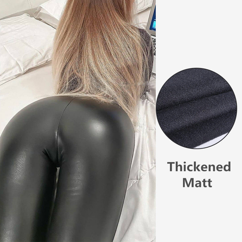 Amazon  hot-selling pu booty-lifting leather pants for women, european and american plus size high-waisted four-way stretch tight leggings