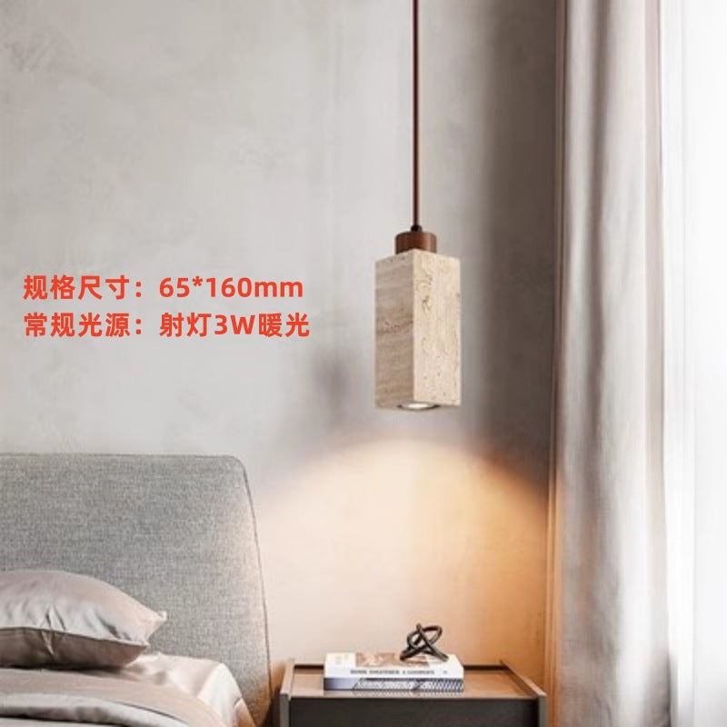 Wabi sand wind bedside small chandelier modern simple single head decoration creative personality atmosphere Zhongshan lamps yellow cave stone