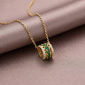 8423 green zirconia petite waist gold necklace