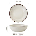 European minimalist black line dinnerware set, ceramic steak plate for restaurants and hotels, personalized fruit and salad bowl for home use
