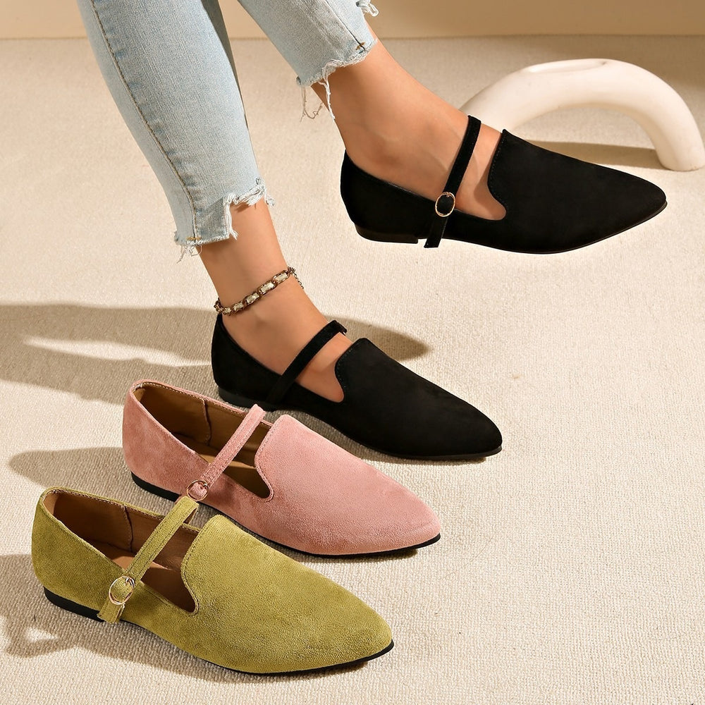 Suede flatsplaid lazy flatsautum cross-border plus size pointed toe soft bottom casual flats women's wholesale