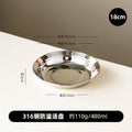 Factory direct wholesale food-grade tableware: 316 stainless steel flat-bottom round dishes, steaming trays, deep soup bowls, and fruit bowls for home use