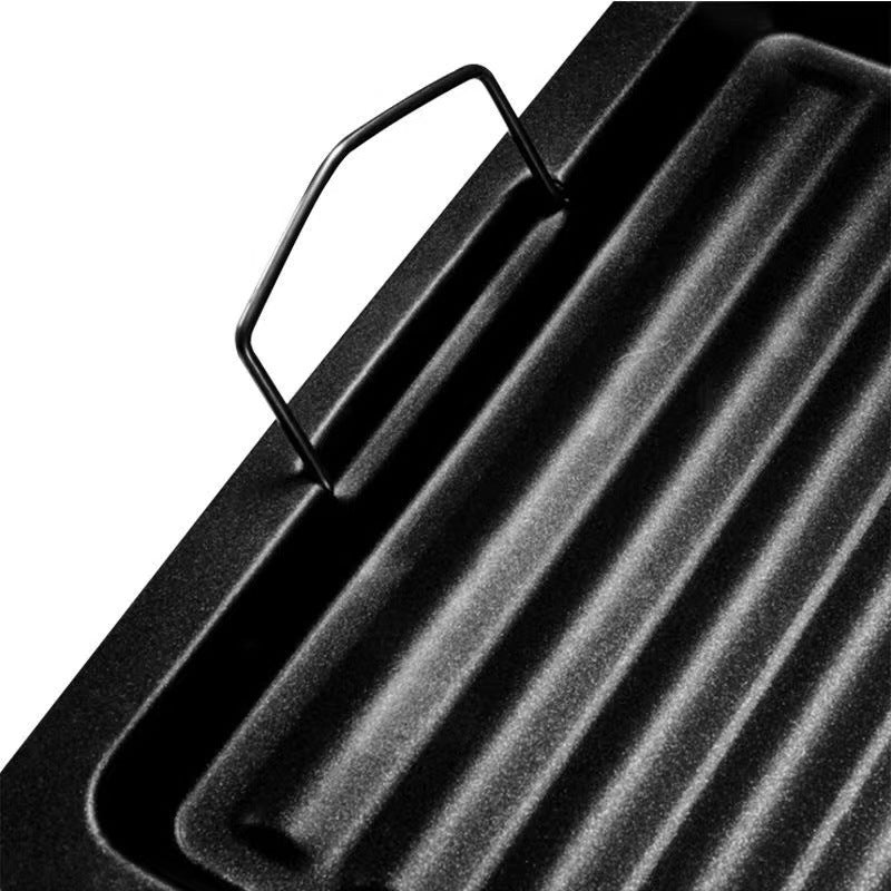 Outdoor thickened picnic charcoal barbecue frying pan barbecue plate iron plate neutral plate stripesfor home non-stick grill pan