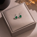 [titanium steel] emerald necklace women's square gemstone pendant earrings versatile high-end cross-border best selling clavicle chain