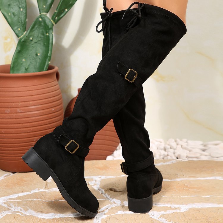 foreign trade  new large size boots thick heel round toe boots fashion autumn winter suede women's boots