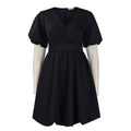 D495   european and american foreign trade women's v-neck flared bubble sleeve evening gown bridesmaid dress