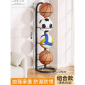 Basketball storage rack - home floor-standing foldable basketball hoop with soccer & volleyball storage - multi-tier sports ball organizer