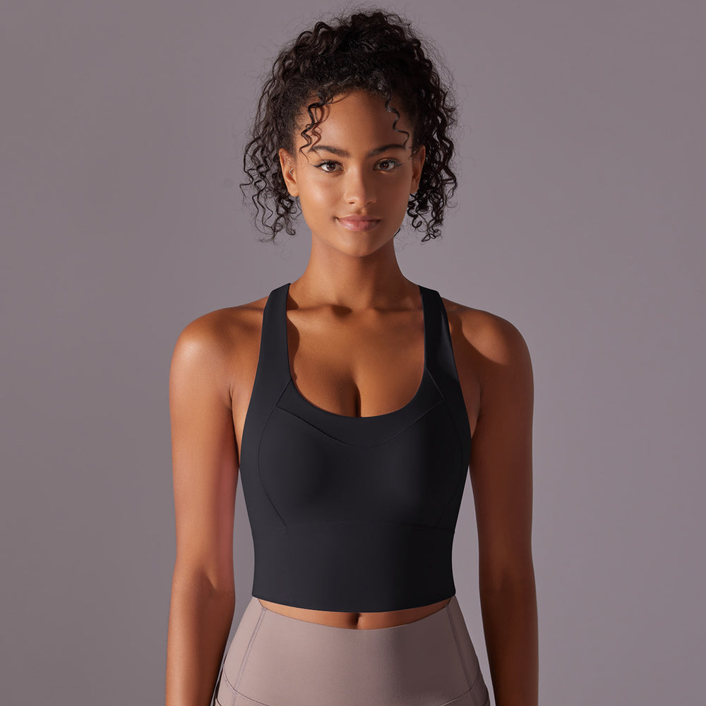 New arrival: seamless sports bra - sexy criss-cross back, yoga bra, shockproof, push-up, running, training, fitness tank top