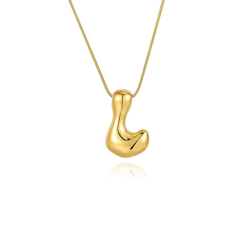 Amazon bestseller: premium bubble 26-letter gold pearlized necklace pendant - stylish women's accessory