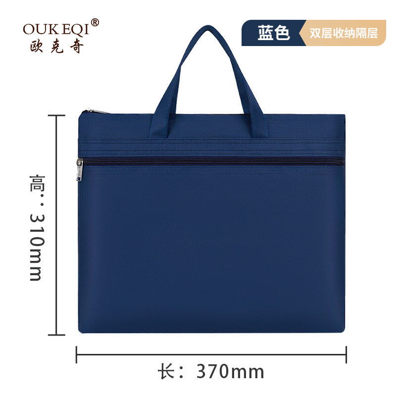 Waterproof oxford cloth student tote document bag - macaron double-layer zipper pouch - file, homework, and briefcase organizer