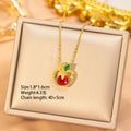 X8361-golden-apple necklace [titanium steel chain copper inlaid zirconium pendant]