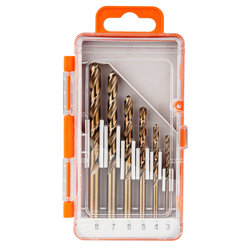 Drilling stainless steel special twist drill bit set 3-8mm six-piece set 6pc set, plastic box 6-piece set