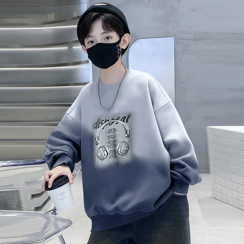 Boys' long-sleeve t-shirt, new  spring collection, student sportswear, spring/autumn boys' top, trendy sweatshirt for mid-to-large children