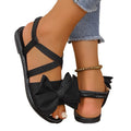 new women's plus size flat sandals - fashionable butterfly knot back elastic band casual slip-on beach sandals