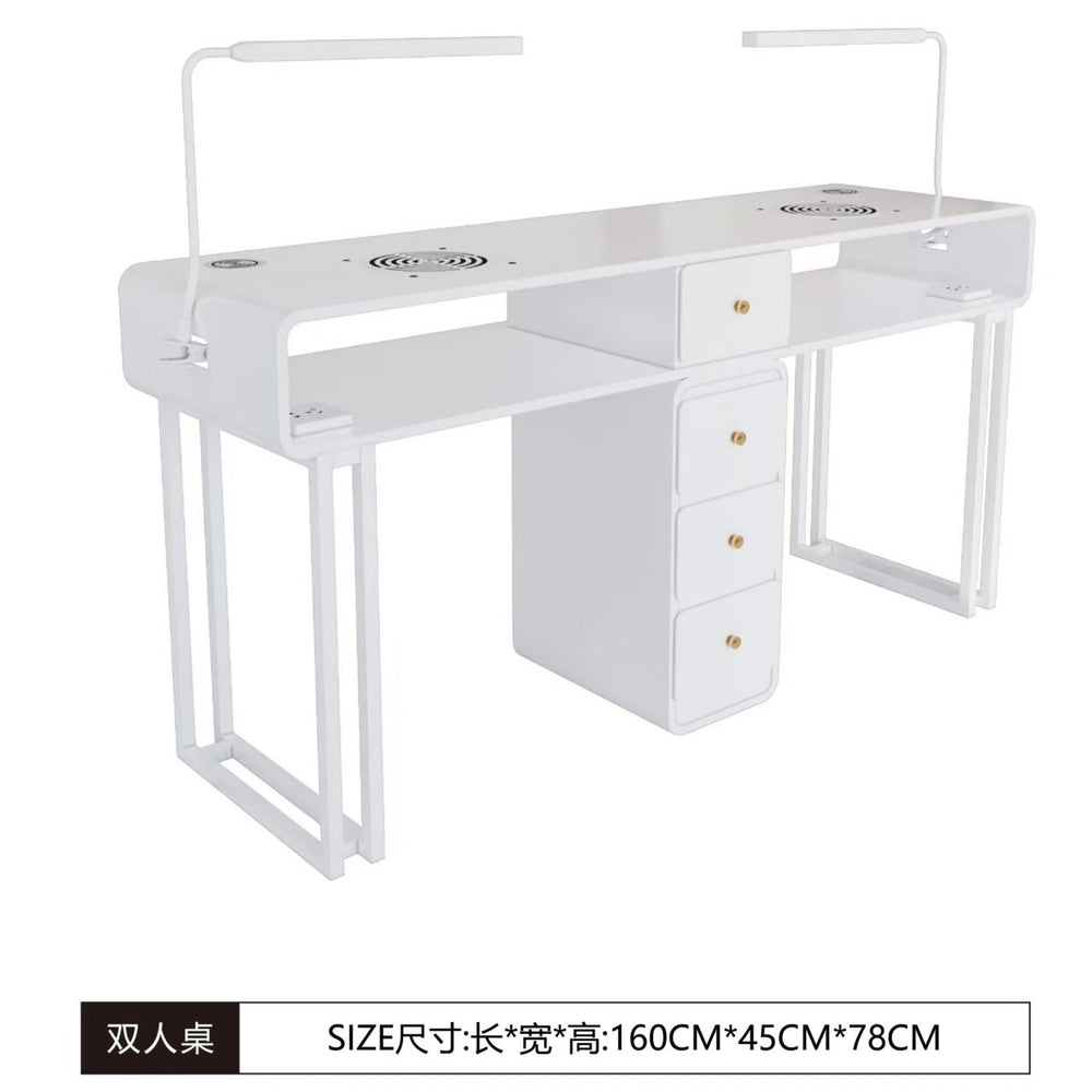 Widened 45cm, same price: iron sheet, baked enamel, odorless, multifunctional nail table - trendy, light luxury, cream-colored nail table