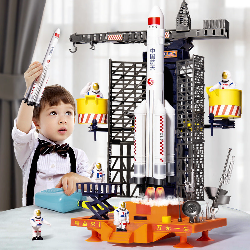 Kids rocket space shuttle toy long march 5 tiangong space station spaceship lunar rover assemble model