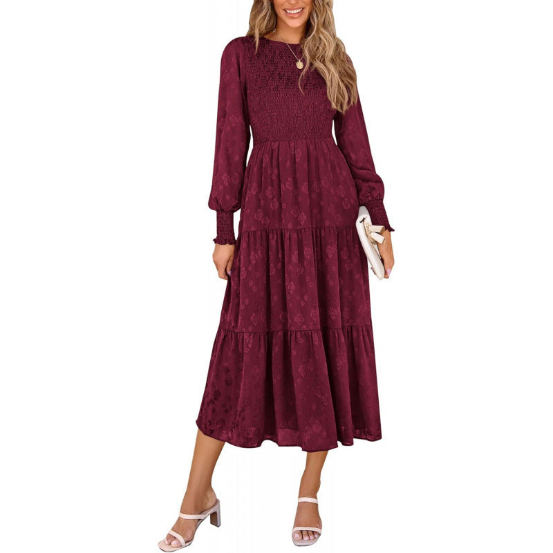 Amazon fashion elegant floral long sleeve dress women's  spring new arrival - graceful and flowy