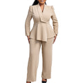 D549 european and american style women's winter new fashion elegant ol ruffle top wide leg pants fashion african outfit set