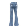 Pre-sale-65832#  cross-border fashion foreign trade women's clothing trendy personalized bow printed denim pants