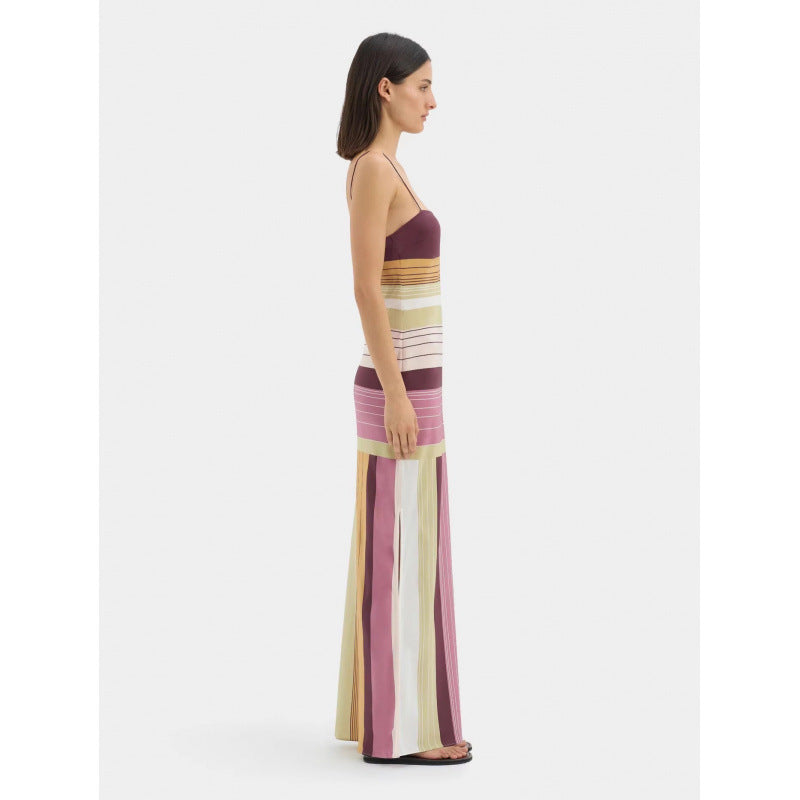 spring new arrival:  fashion retro color block backless sexy striped cami dress for women