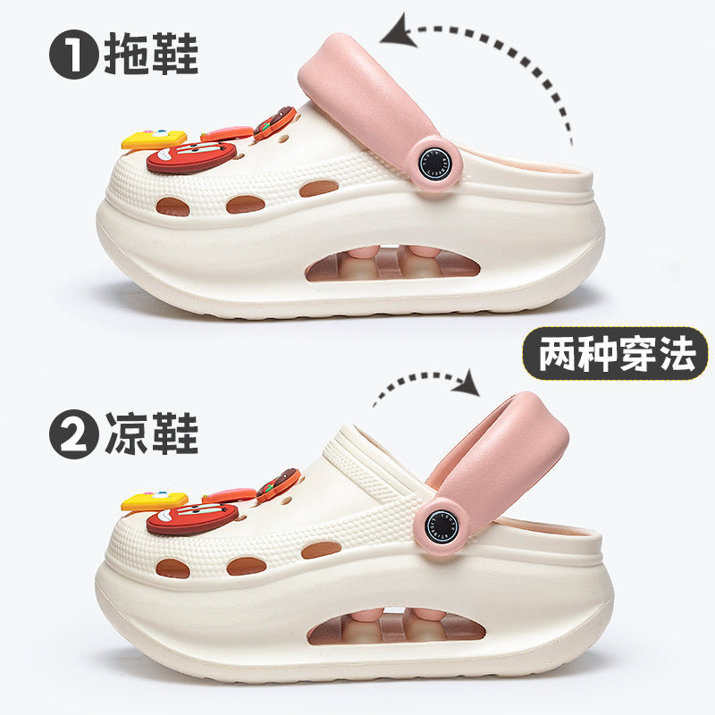 Spongebob squarepants thick sole crocs women's new arrival non-slip beach heightening toe cap sandals slippers women's summeroutwear