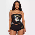cross-border european and american women's apparel: unique and beautiful printed bandeau top and shorts set - wholesale two-piece layering outfit