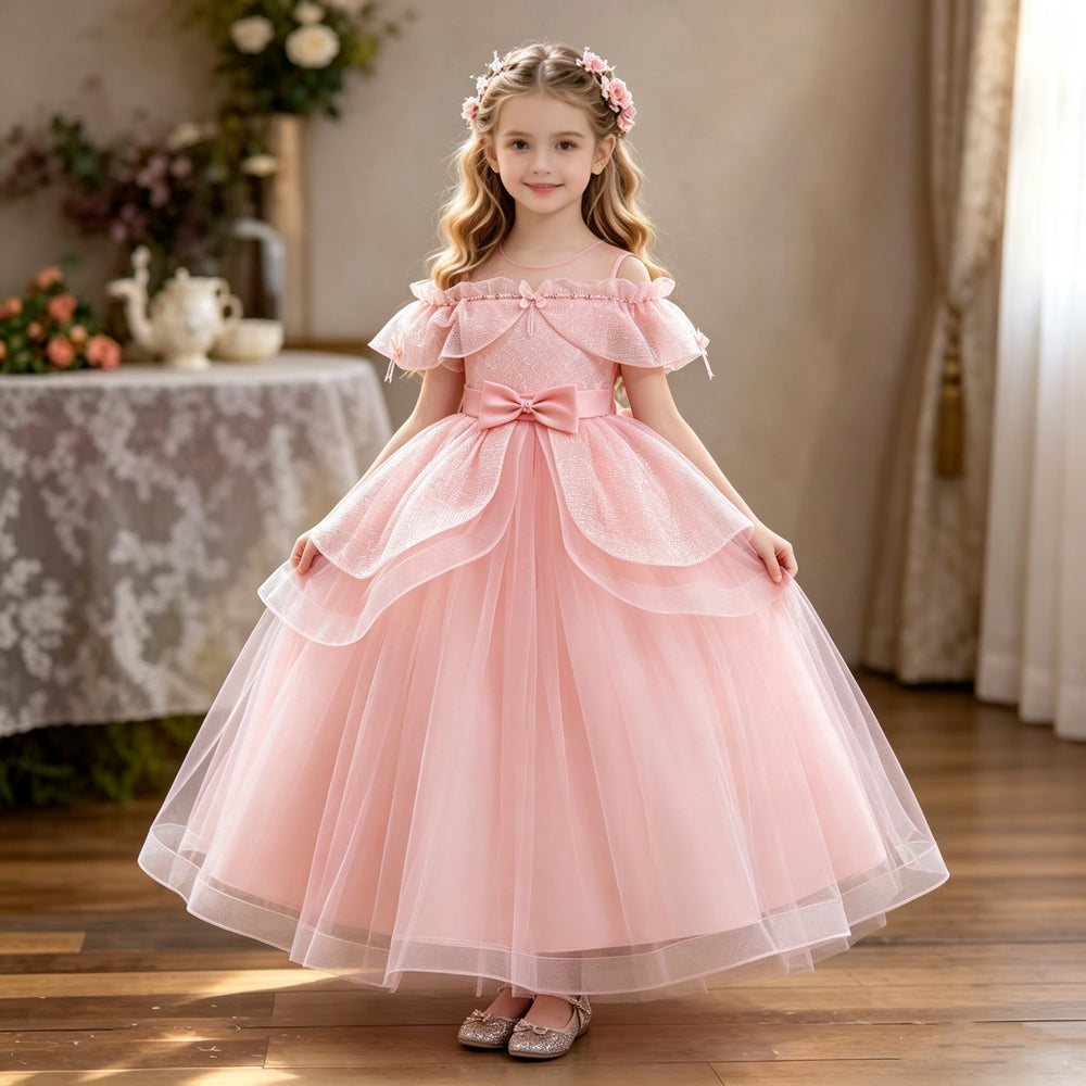 Export ready-made children's dress sequin flower wedding dress princess dress girl piano performance dress girl dress
