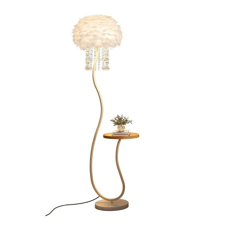 Luxury large living room tv cabinet home art decoration floor lamp crystal feather floor lamp