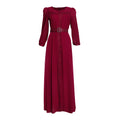 Fashion cross-border supply  long skirt long sleeves african plus size women's clothing elegantwork clothing chiffon dress belt