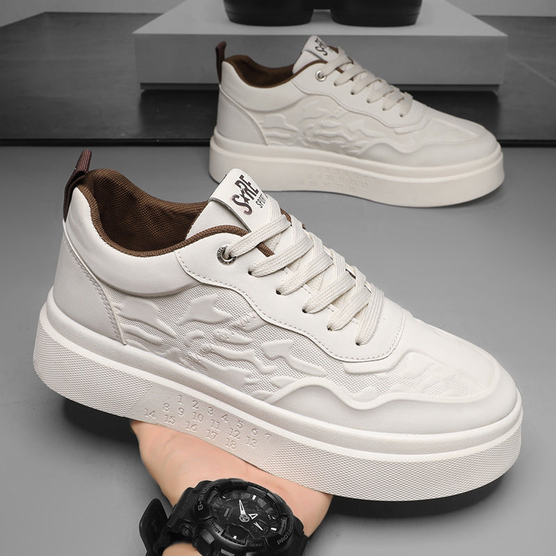 Xiaobai men's shoes 2026new arrivalspring breathable easiest for matchcasual leather shoes spring & fall sports thick sole heightening mcqueen sneakers