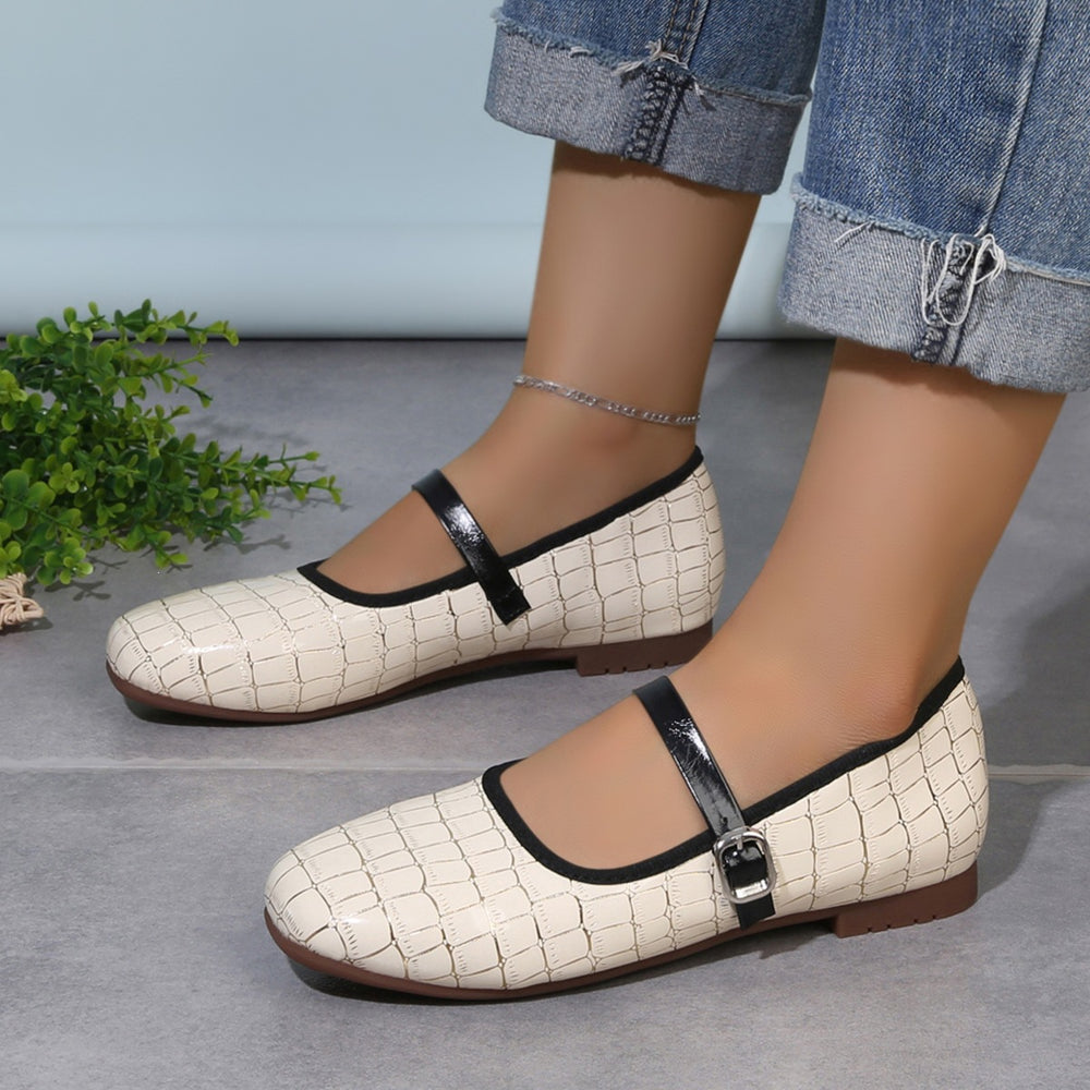 Exportplus size square toe mary jane leather shoes  spring & fall new arrivalflats one-word buckle women's shoes textureflatsflats
